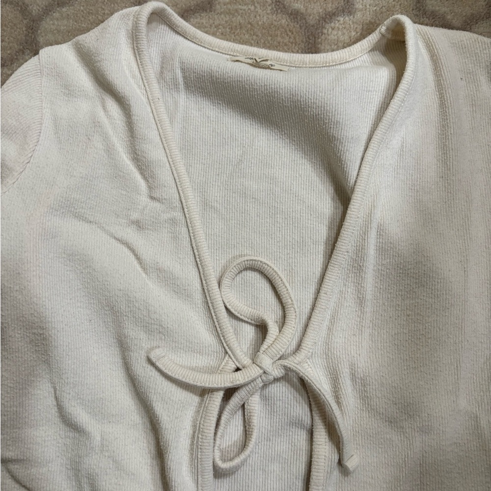Elegant Cream Tie-Front Top